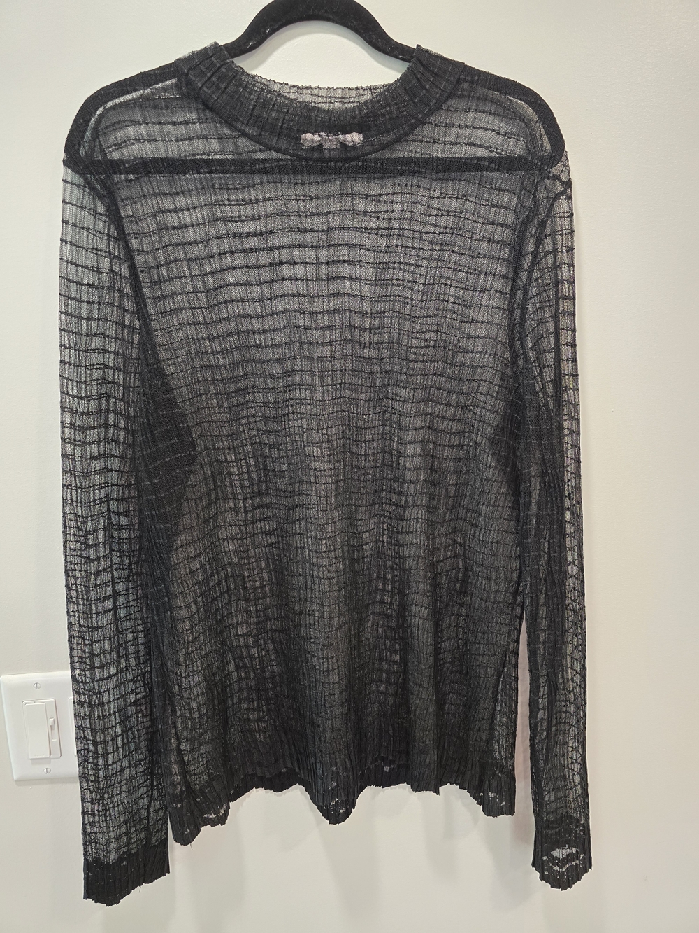 Chelsea28 Black Sheer Long Sleeve Knit Top